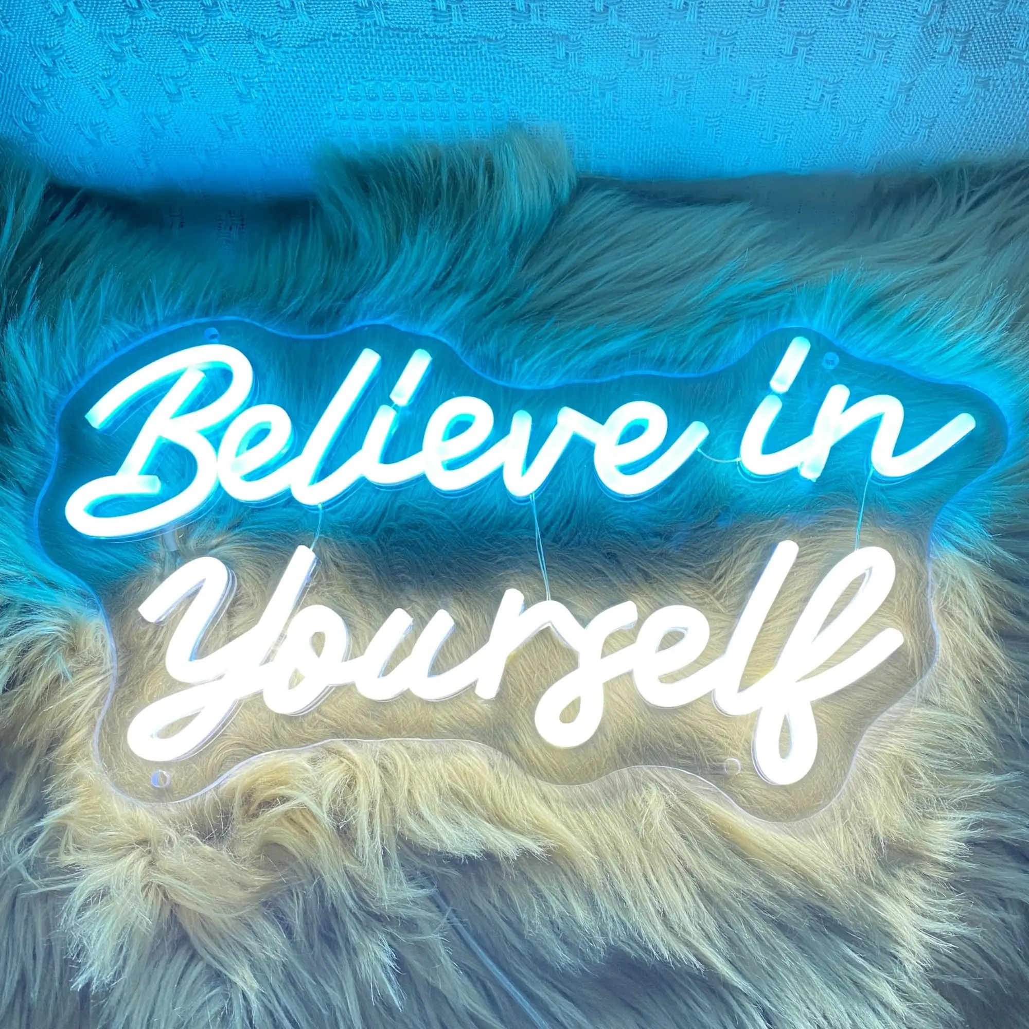 

LED Believe in Yourself Neon Sign, USB Neon Light Sign Wall Decor Inspiring Ambiance for Party Office Man Cave Room Decor Gift