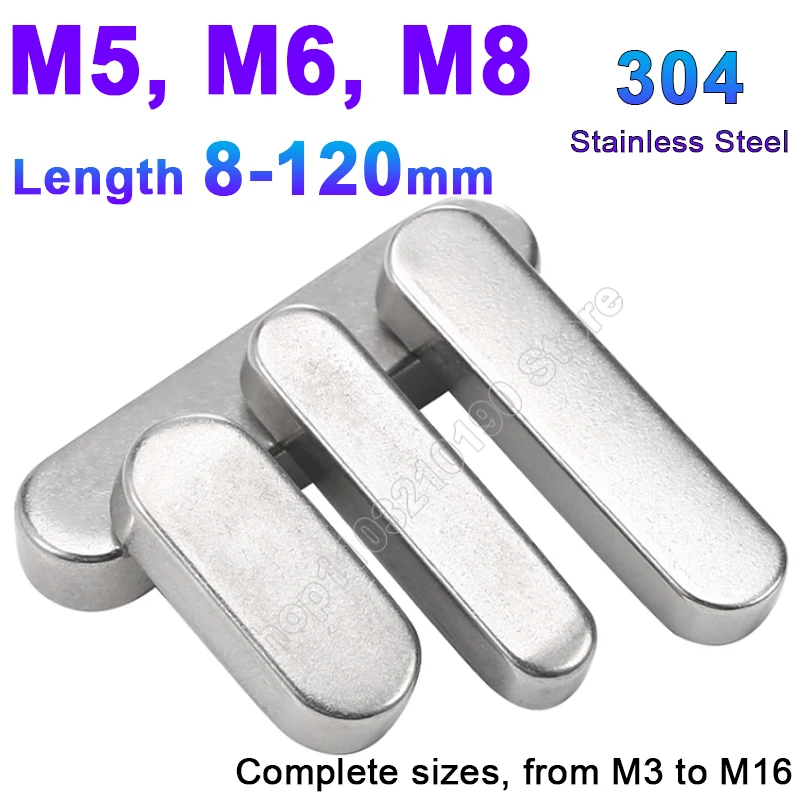 

1-10pcs Round Ended Feather Key Parallel Drive Shaft Keys 304Stainless Steel Square Rectangular A Type Flat Key Pin L=8-120mm