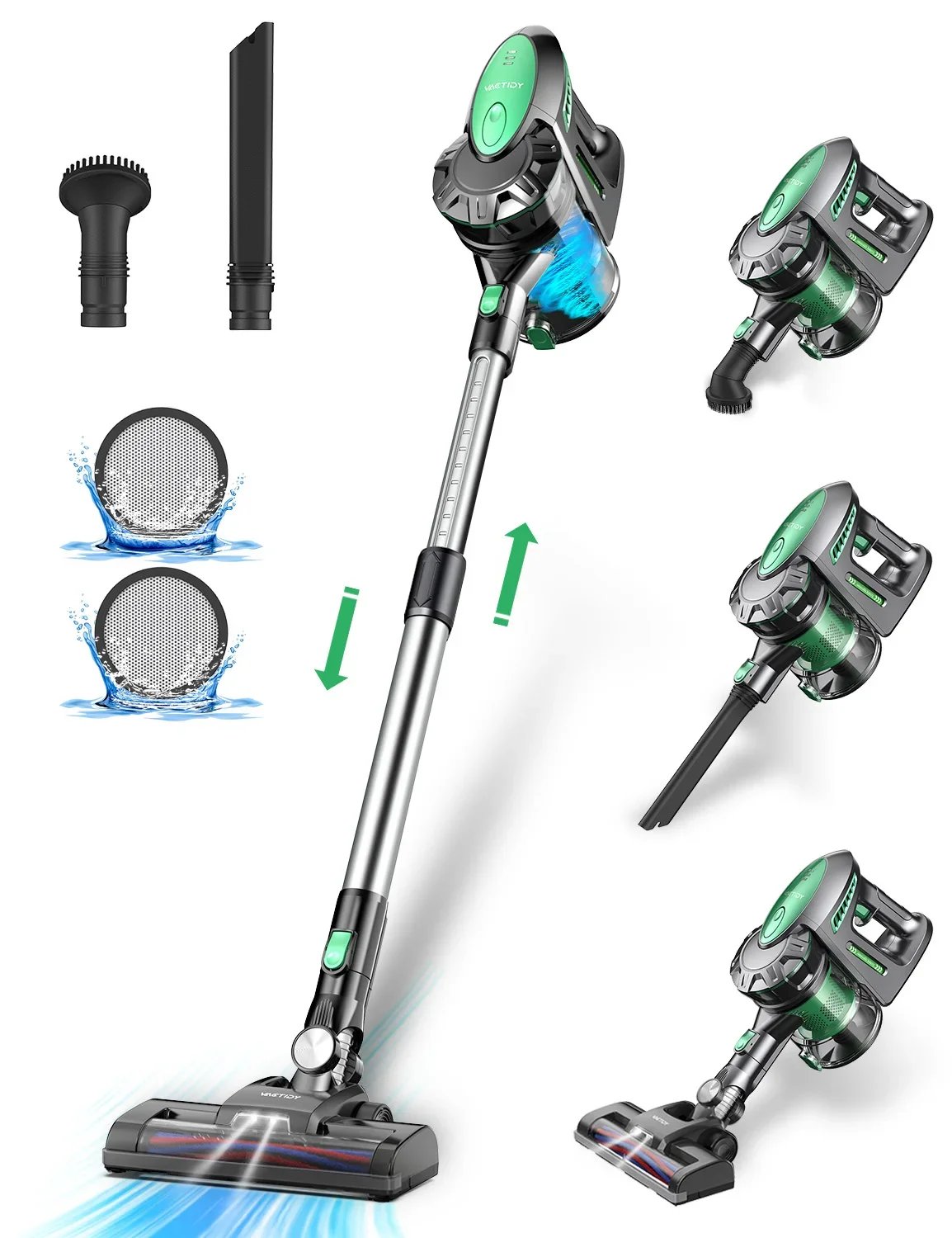 

New V8 Cordless Vacuum Cleaner , 35min Runtime, Detachable Battery, 6-in-1 Lightweight Vacuum Hard Floor Carpet