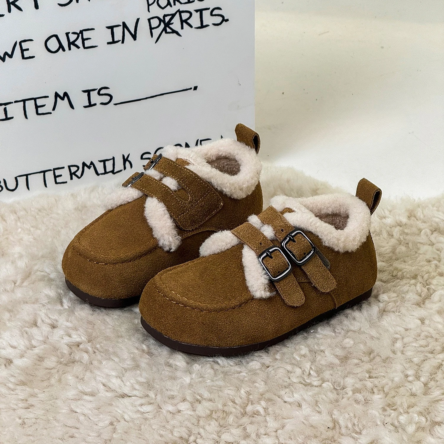 جديد الشتاء الأطفال الفتيات متجمد الجلود زائد المخملية الدافئة أحذية قطنية أطفال طفل رضيع حذاء كاجوال مسطح