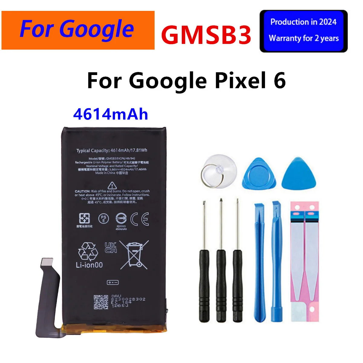 

100% Orginal GMSB3 4614mAh Replacement Battery For HTC Google Pixel 6 Pixel6 Mobile Phone Batteries+Tools