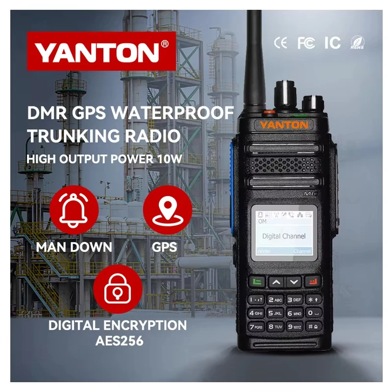 

10 Вт Dmr Цифровые контакты Радио Dm-860 Рации дальнего действия Aes256 Шифрование Кемпинг Коммуникационное радио Беспроводной набор