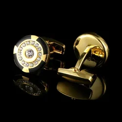 Crystal Series Business Cufflinks Personality Men Daily Banquet Wedding Jewelry Gifts Rhinestone French Shirt Cuff Links Golden