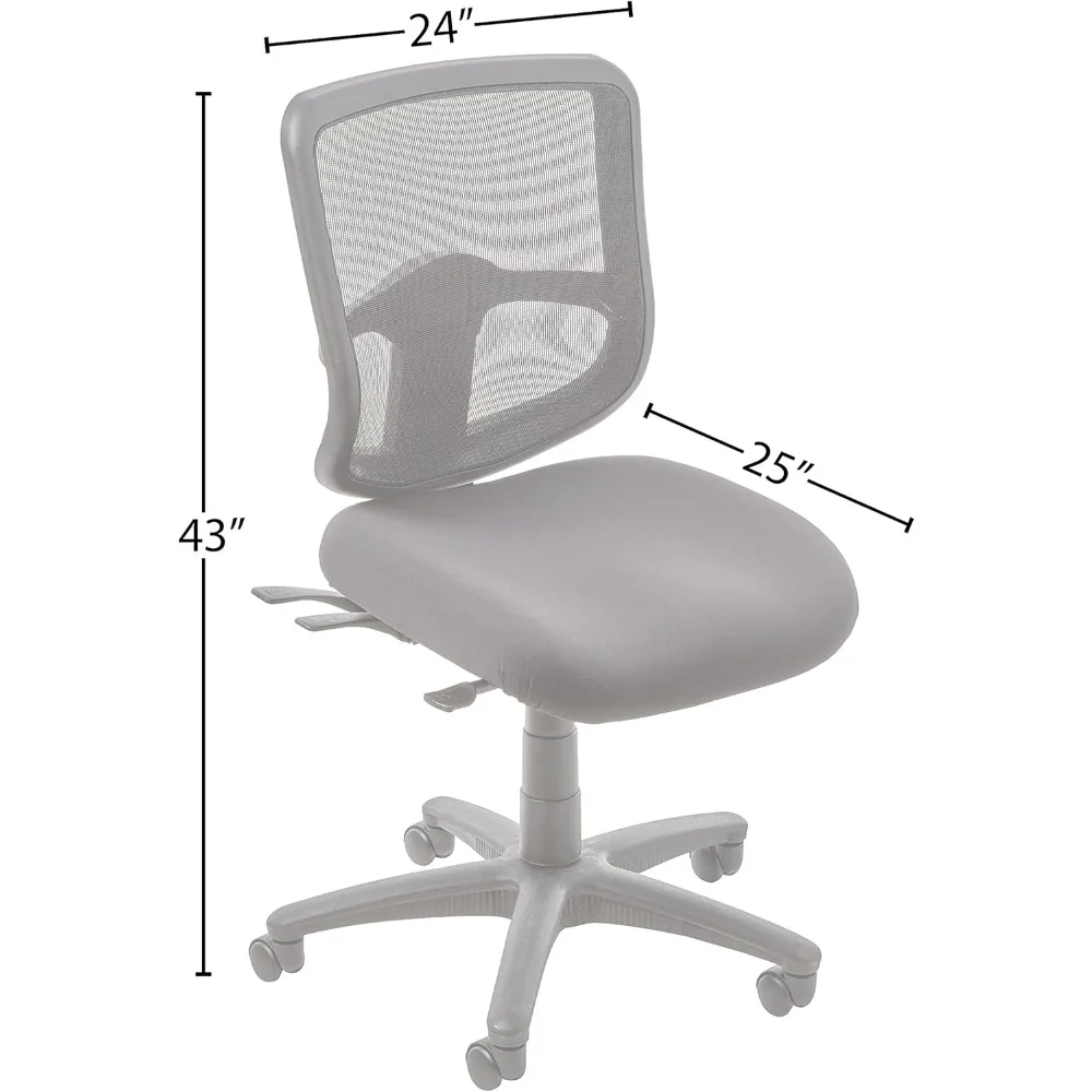 كرسي مهام خلفي مريح من Office Star مع تعديل ارتفاع خلفي بسقاطة وتحكم مزدوج الوظيفة، بدون ذراع، خالي من الفحم