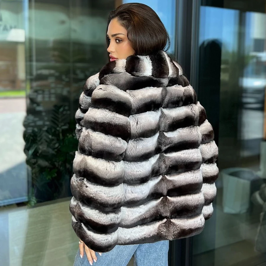 Rex Rabbit Fur Coat Women Rabbit Fur Jackets Long Real Fur Jackets High Quality Women Clothing Luxury Winter Jackets