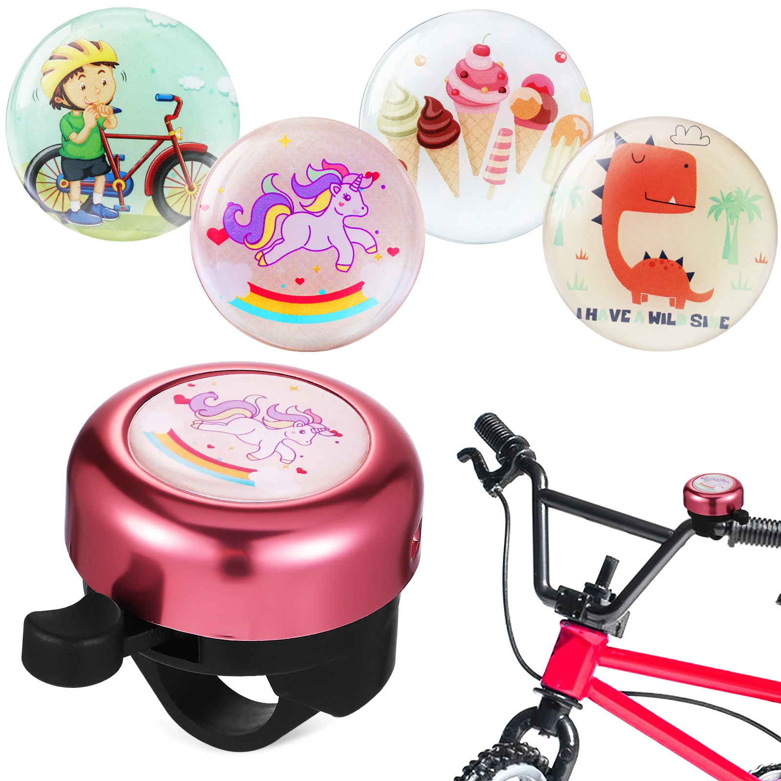 

Pink Bicycle for Kids Cute Bells Sturdy Alloy Engineering Plastic Durable Kids Bike Accessories Road Cycling Bell Mountain