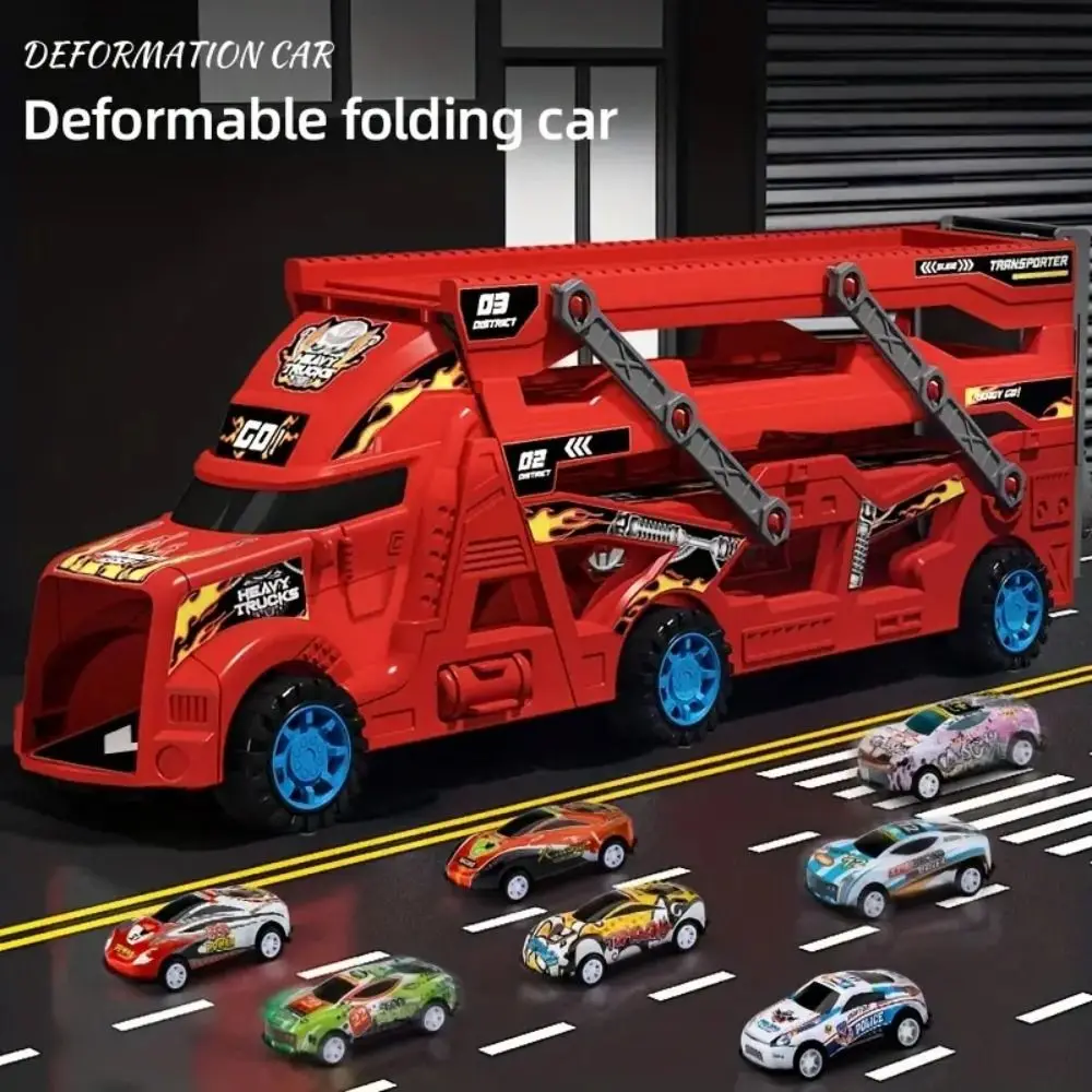 Resistant To Falling Truck Deformation Transporter Large Plastic Folding Ejection Toy Car Track Car Car Model Toys