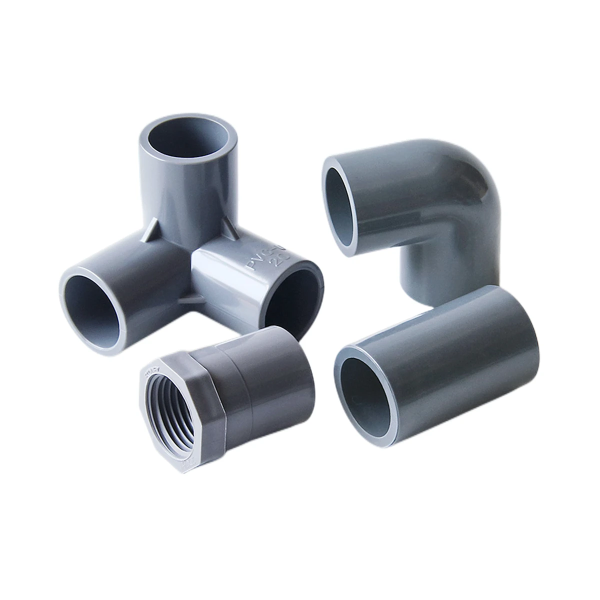 Gray ID 20/25/32mm PVC Pipe Connector PVC Straight Elbow Tee Joints Aquarium Pipe Fittings Home DIY Tube 3 4 5 6 Ways Joints