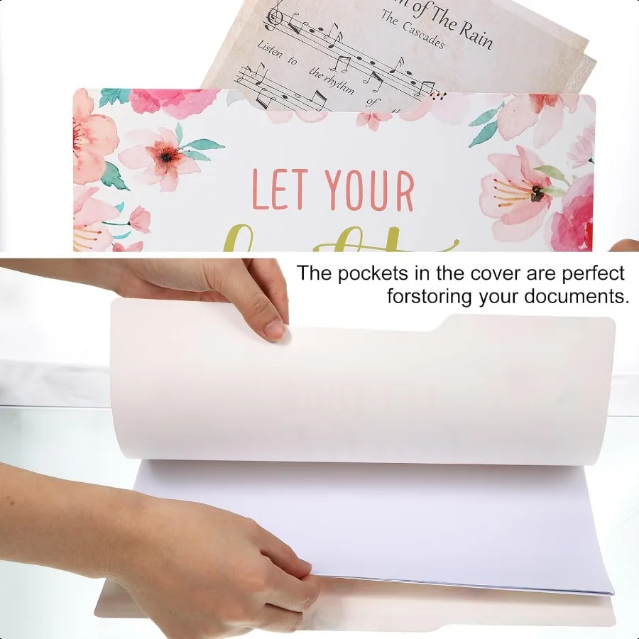 30 قطعة من مجلدات الملفات المزخرفة بحجم الرسالة مجلدات ملفات مانيلا ملونة مع 1 3 علامات تبويب مقاس 11.69 × 9.25 بوصة جرافيك لوريل ليا