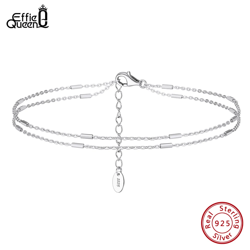 Effie Queen Trendy Summer Foot Chain Adjustable 925 Sterling Silver Layered Anklets Bohemia Jewelry Summer Holiday Design SA35