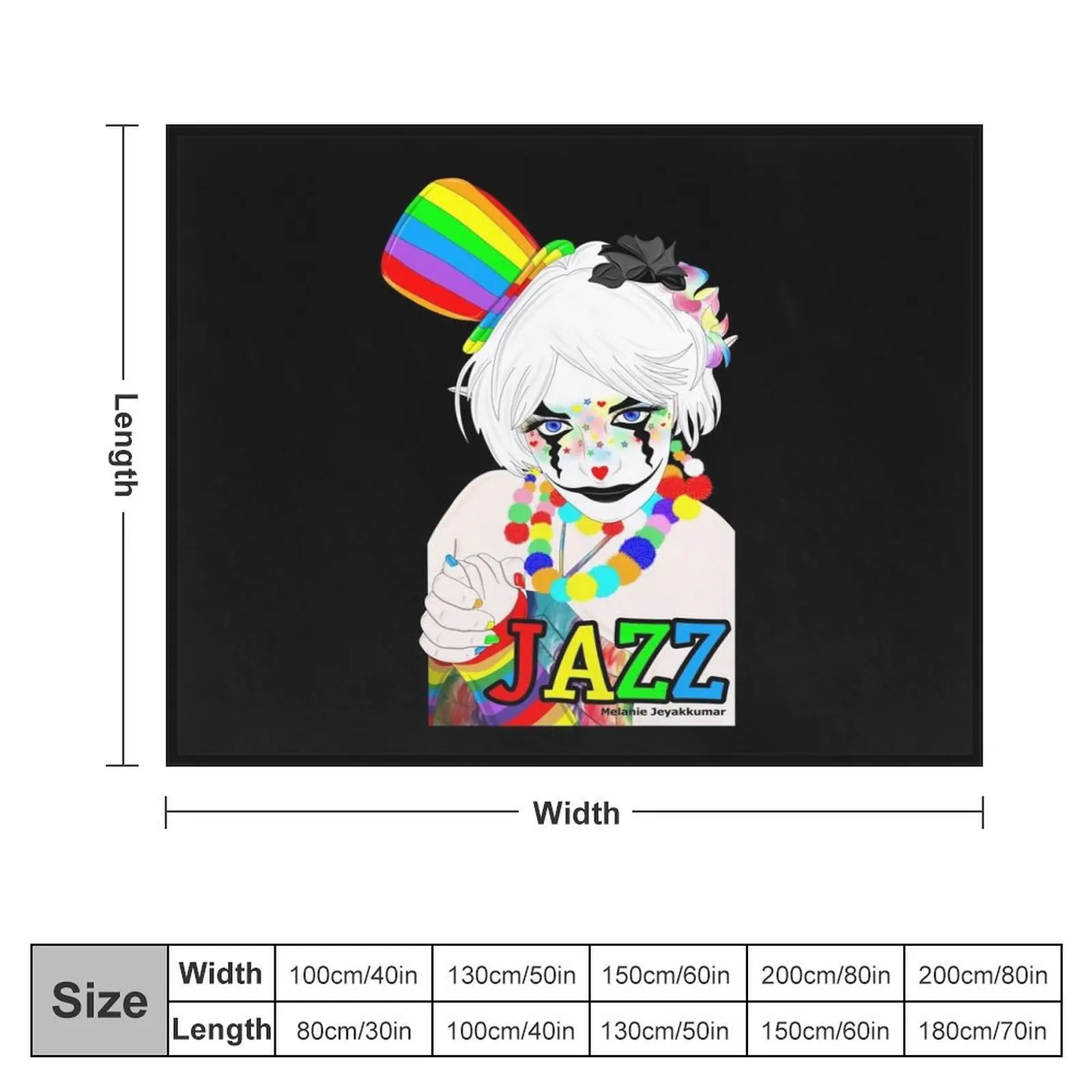 Jazz the Rainbow Clown Throw Blanket funny gift Flannel Summer Blankets