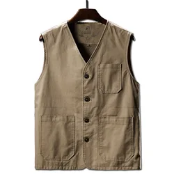 M-8XL Large Size  Style Men's Casual Vests Cotton Breathable Mesh Sleeveless Jackets Male Outwdoor Fishing Waistcoat To