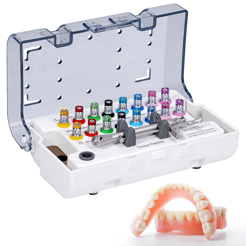 

1set Dental Universal Implant Torque Screwdrivers Wrench 10-70NCM Dentist Tools with Autoclavable Box Torque Wrench