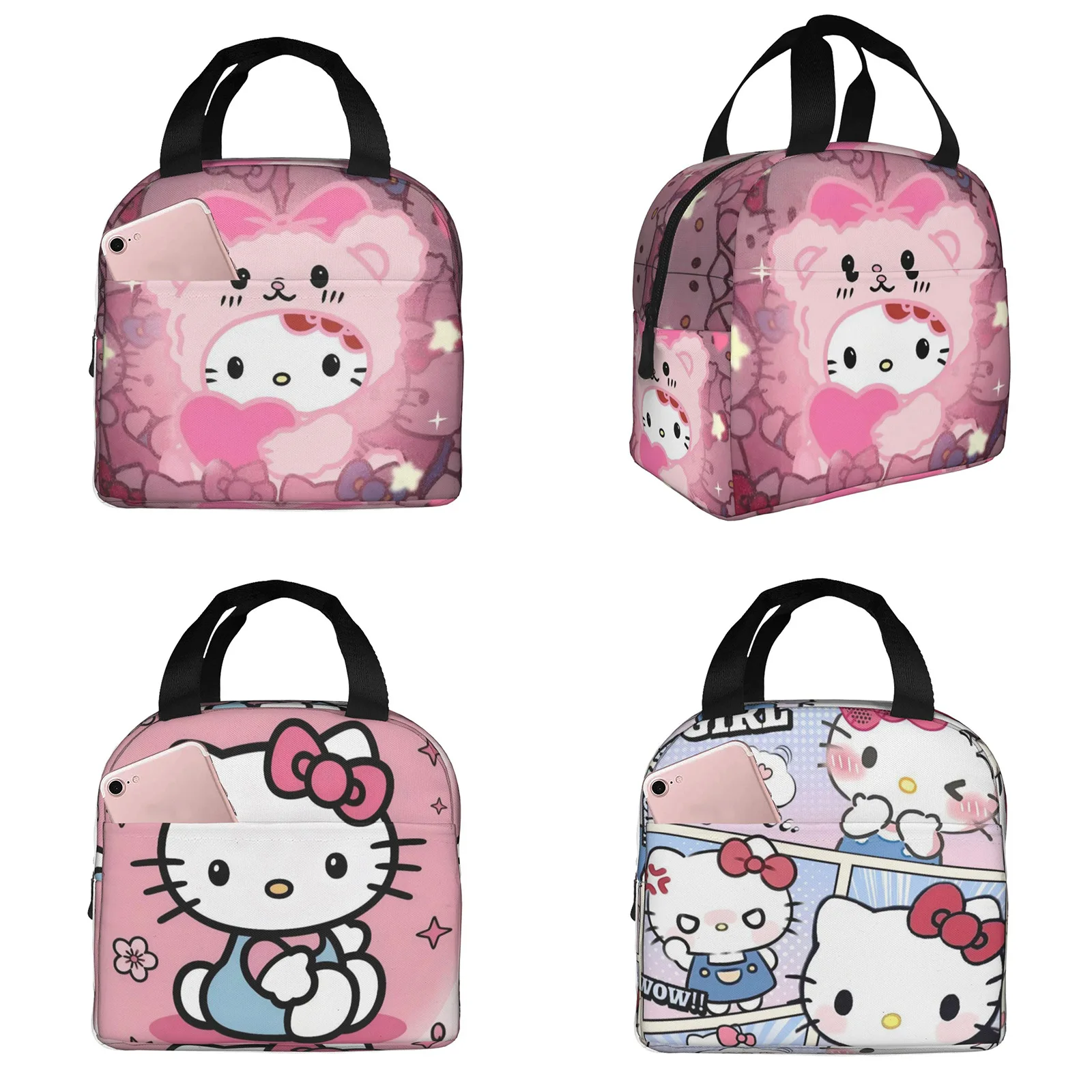 

Hot Selling Cute Hello Kitty Cartoon Anime Picnic Bag, Student Lunch Bag, Convenient Large Capacity Insulated Bag Wholesale