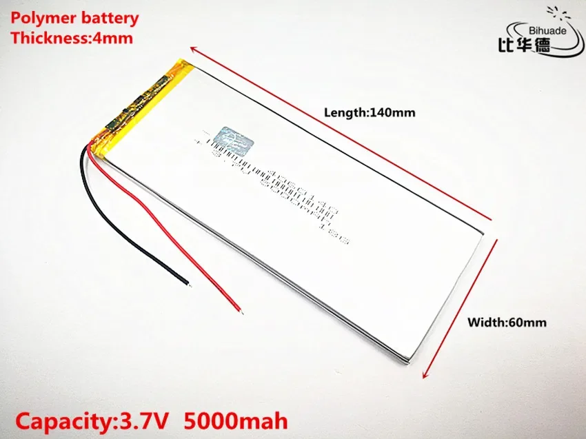 10pcs Liter energy battery 3.7V,5000mAH 4060140 Polymer lithium ion / Li-ion battery for tablet pc 7 inch 8 inch 9inch,mp3,mp4