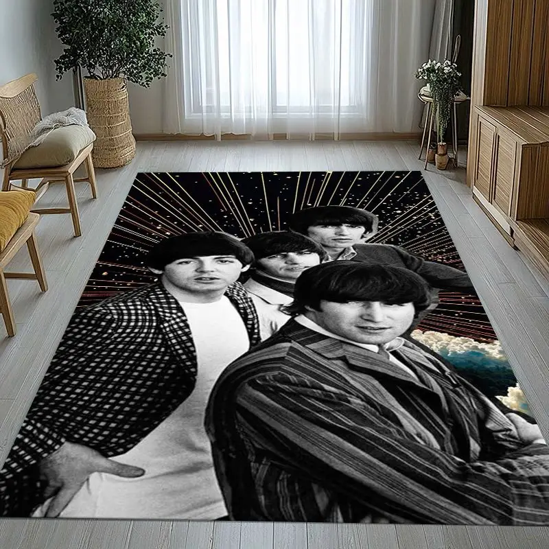 3D Fab Four The B-Beatles Abbey Road Rock Band Non-Slip Large Area Rug for Living Room,Bedroom Carpet Mat for Sofa,Home Decor