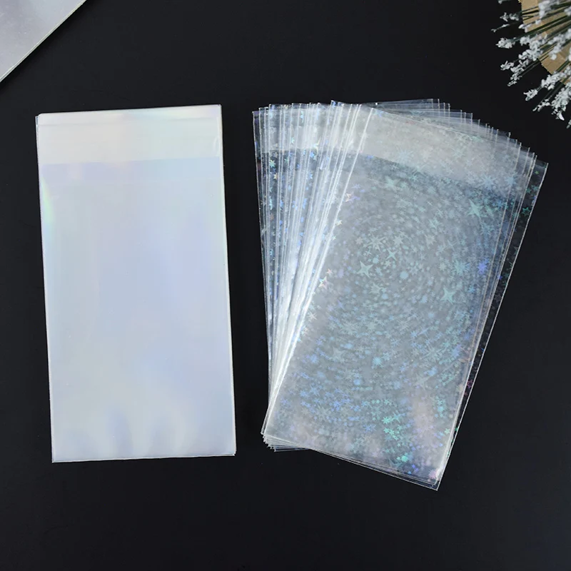 20Pcs Laser Flash OPP Plastic Bags Jewelry Gift Packing Wedding Birthday Self Adhesive Cookie Candy Packaging Cellophane Bag