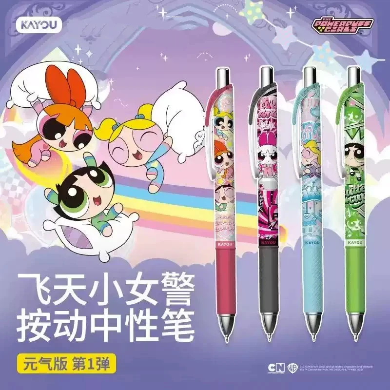 Bolígrafo de Gel Oficial Kayou Las Chicas Superpoderosas, Serie Vital Notes Energetic, Tinta Negra, Artículos de Papelería de Anime, Regalo para Festivales