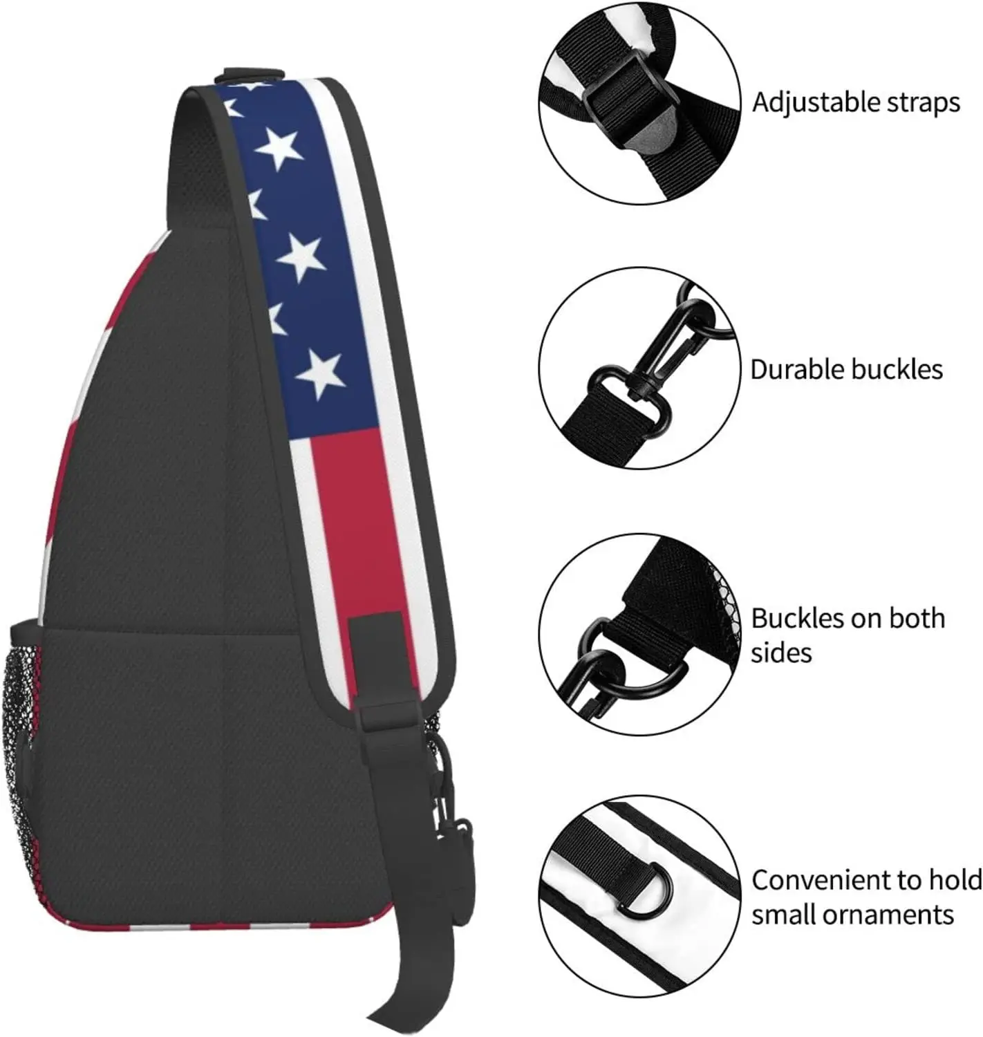 American Flag Wandern Tages rucksäcke Cross body Sling Rucksack Umhängetasche Brusttasche mit verstellbarem Riemen hohe Kapazität Männer Frauen