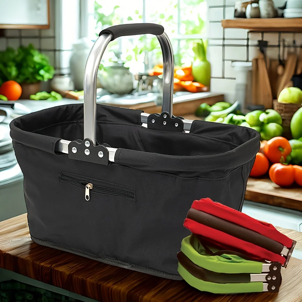 

Folding picnic basket, handheld picnic basket, multifunctional storage box, vacation basket, shopping basket, fruit basket