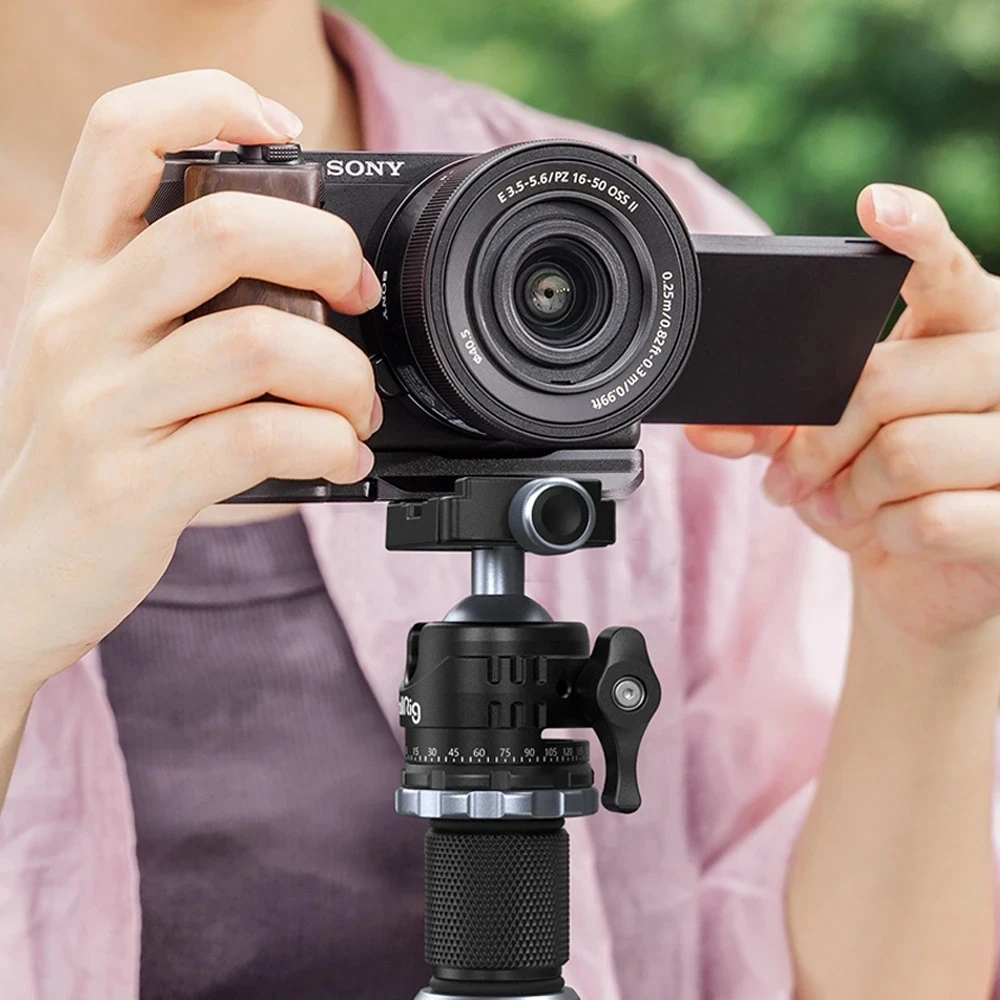 Smallrig HawkLock Quick Release Cage Kit for Sony ZV-E10 II L-Shape Mount Plate with Wooden Handle Baseplate for SonyZV-E10II