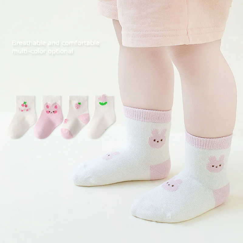 

5 Pairs a Lot MILANCEL New Spring Girls socks Baby sweet strawberry bunny sock 0-8Y