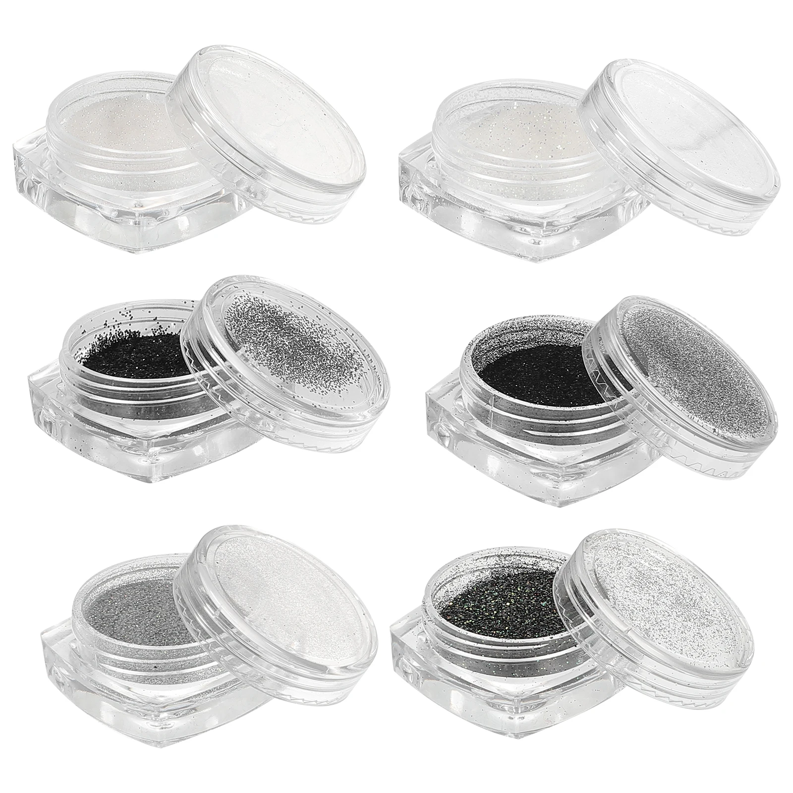 

6 Boxes Nail Glitter Powder 6 Colors Flash Acrylic Natural Nails False Tips Accessories Decorative Shiny Charm