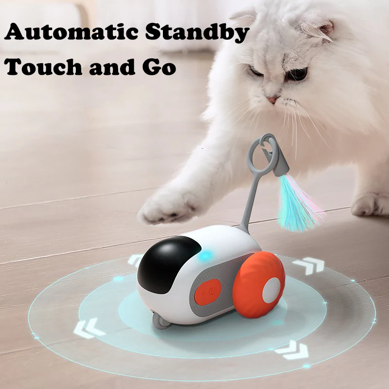 Remote Control Interactive Cat Toys Electric Cat Teaser Feather Toys Automatic Driving Car Toys Training Kitten for Cat Supplies