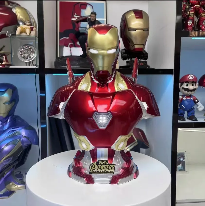 40cm The Avengers Movie Figure MK50 Iron Man Peripheral Resin Model Glow Statue Desktop Decoration Ornaments Birthday Gifts Toys