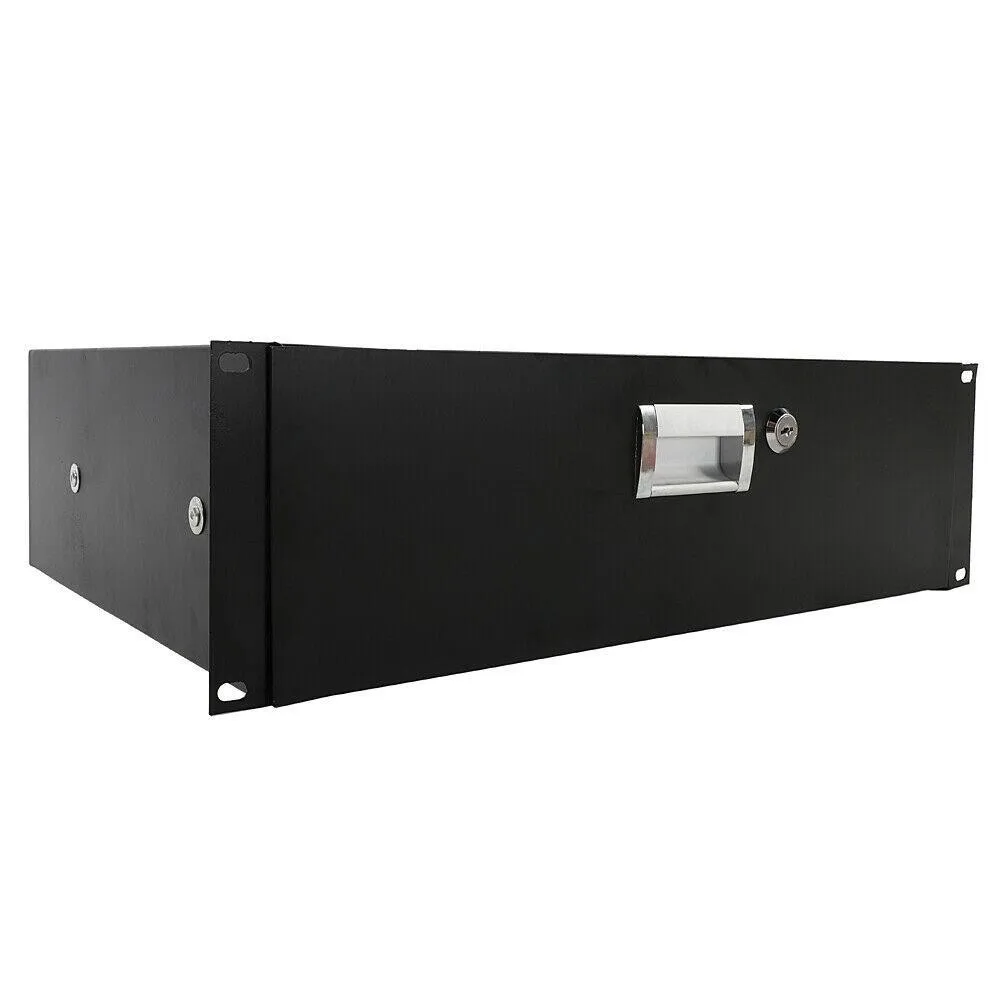 

19" 3U Steel Plate DJ Drawer Equipment Cabinet Rack Case with Keys