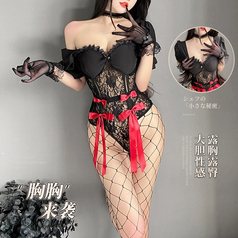 Female Lingerie Bodysuit Lace Sexy Porn Underwear Women Body One-Pieces Pornographic Cosplay Cat Girl Crotch Open Sex