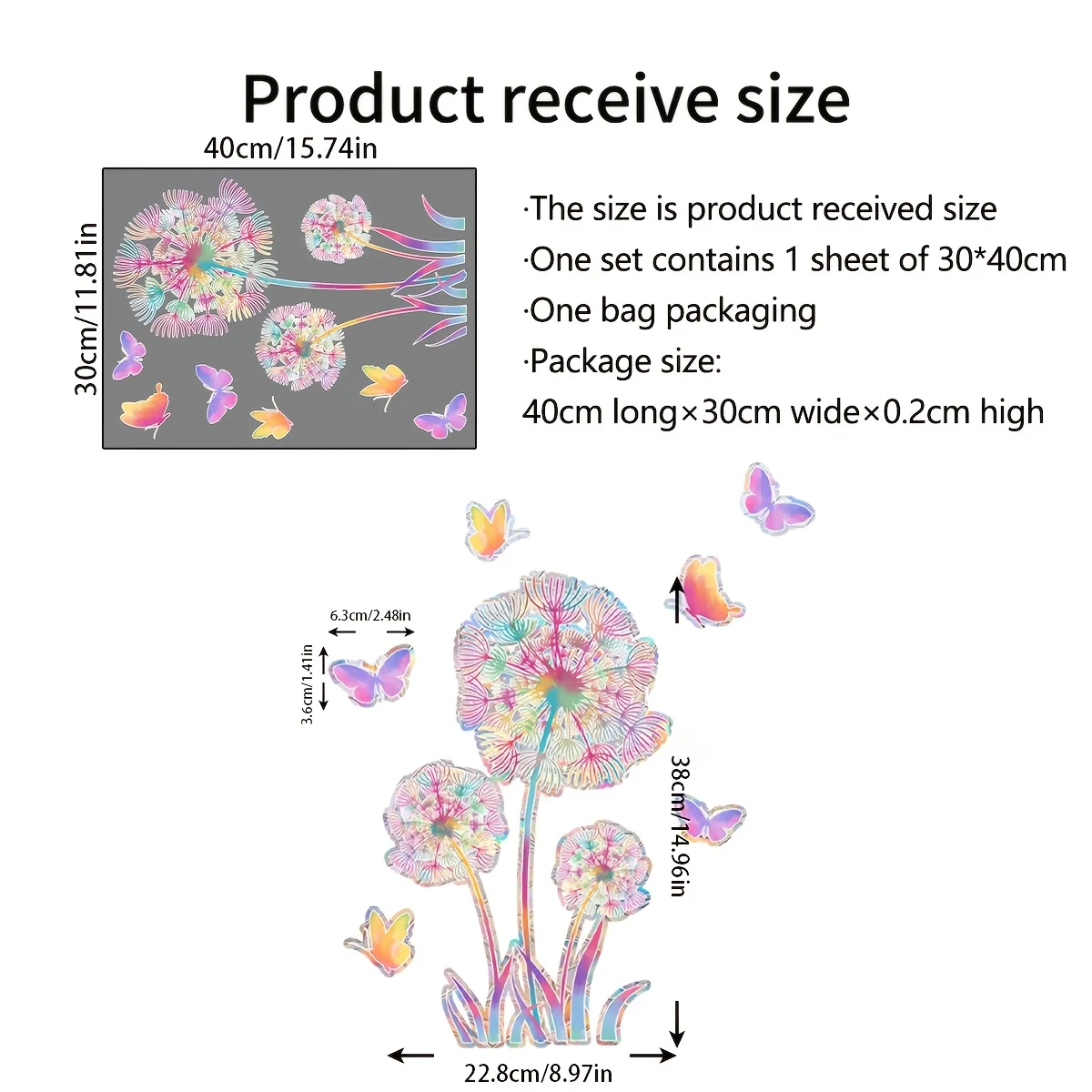 قطعة واحدة من ملصق حائط الهندباء الملون، مصنوع من مادة PVC، يستخدم لتزيين الجدران وديكور المنزل