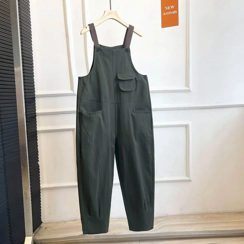 

Solid Jumpsuits for Women Loose Harajuku Straight Pants One Piece Outfits Women Workwear Korean Style Casual Vintage Playsuits