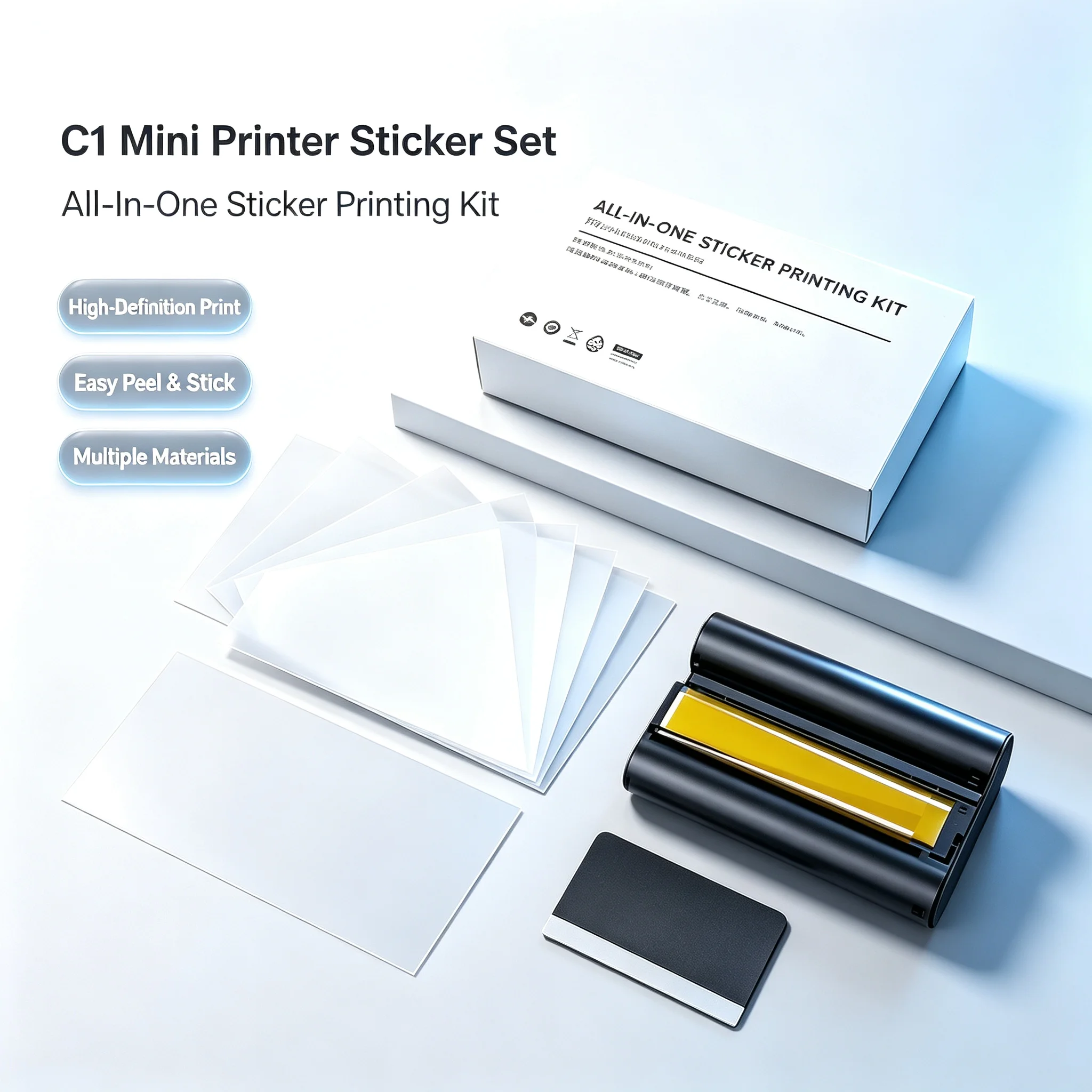 Original SUNSHINE C1 Mini Printer Sticker Set Phone Skin Paper Set 36 Sticker for DIY Custom Mobile Phone Back Skin Printing