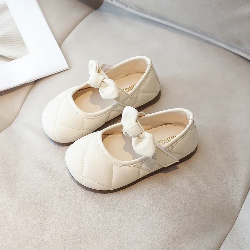 Newborn Baby Shoes Girl Princess PU Toddler Shoes Bow Decor Soft Sole Anti-Slip First Walker Flats 0-18M Infant Crib Crawl Shoe