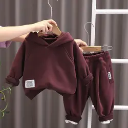 Boys Baby Clothing Set 2026 Autumn/Winter Girl Hooded Sweater Pants 2-Piece Korean Children's Sportswear Set