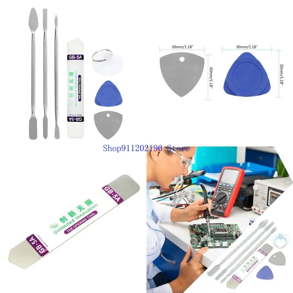 

P82A 7Pcs Universal Cellphone Repair Opening Tool Metal Disassemble for Crowbar Metal Steel Pry Phone Hand Tool Set