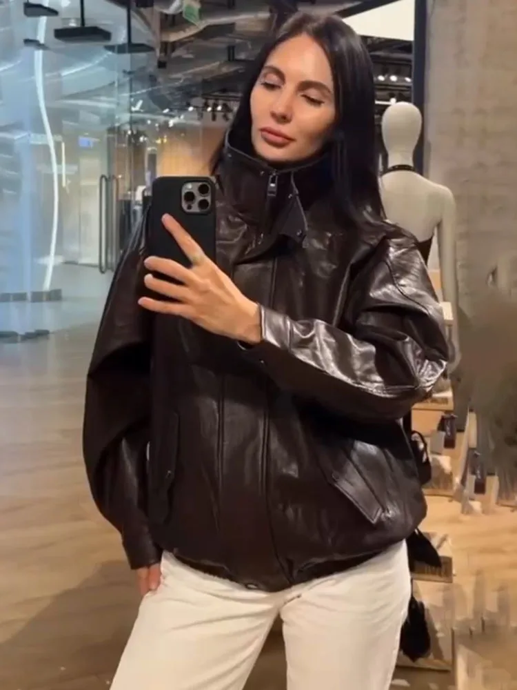 HH Female Spring Fashion Long Sleeves Jackets Solid Turn-Down Collar Pockets Belt Decoration Zipper Women High Street Short Coat