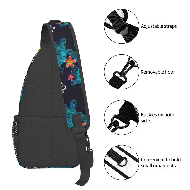 Toruga marina personalizada con flores, bolso de pecho con bandolera, mochila de hombro personalizada para hombres, mochila de viaje