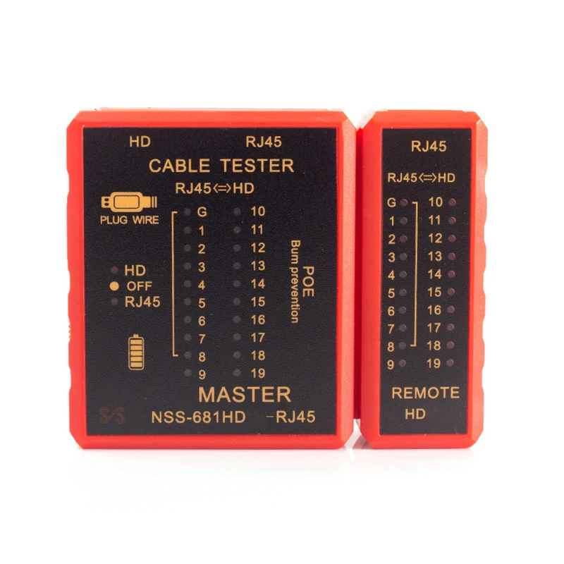 Тестер кабеля HDMI Тестер сетевого шнура RJ45 Защита от ожогов POE Мощность аккумулятора 8P8C 6P8C Тестер передатчика и приемника
