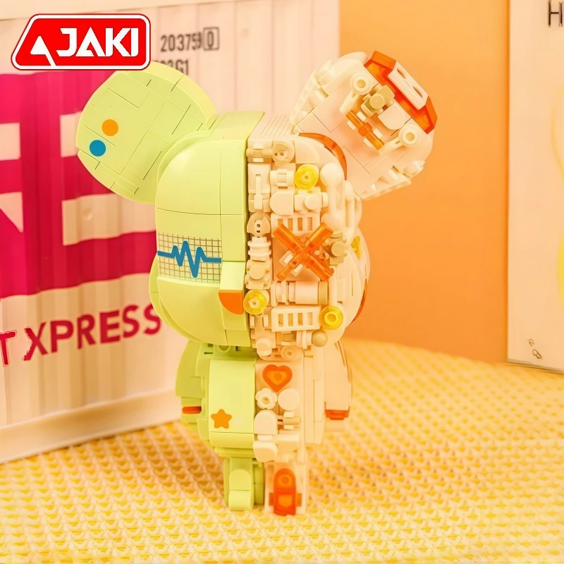 JAKI Bearbrick Blocs de construction à assembler, corps magnétique, modèle de dessin animé, figurine de collection de bureau, cadeaux de vacances pour enfants