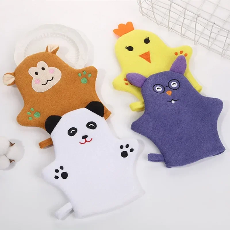 Cartoon Baby Bath Gloves for Kids Toddlers Cute Animal Shower Brush Washcloth for Bathing Children Wash Clean Shower Products