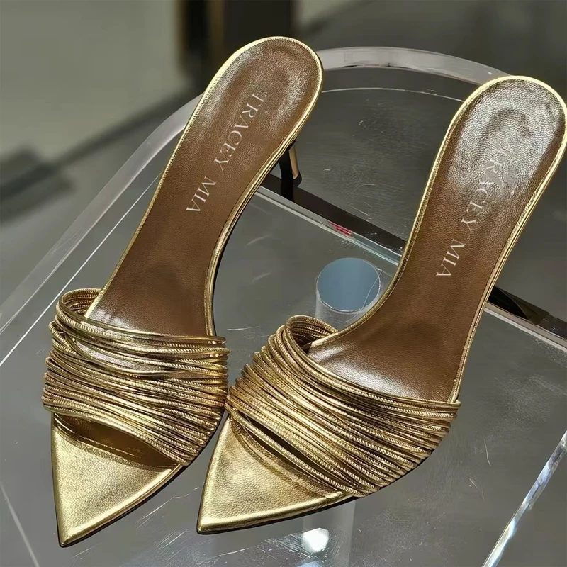 2026 Neue Pantoletten mit Spitzer Spitze und 10cm Hohem Stilettoabsatz, Sexy Damen-Sandalen für Festliche Anlässe