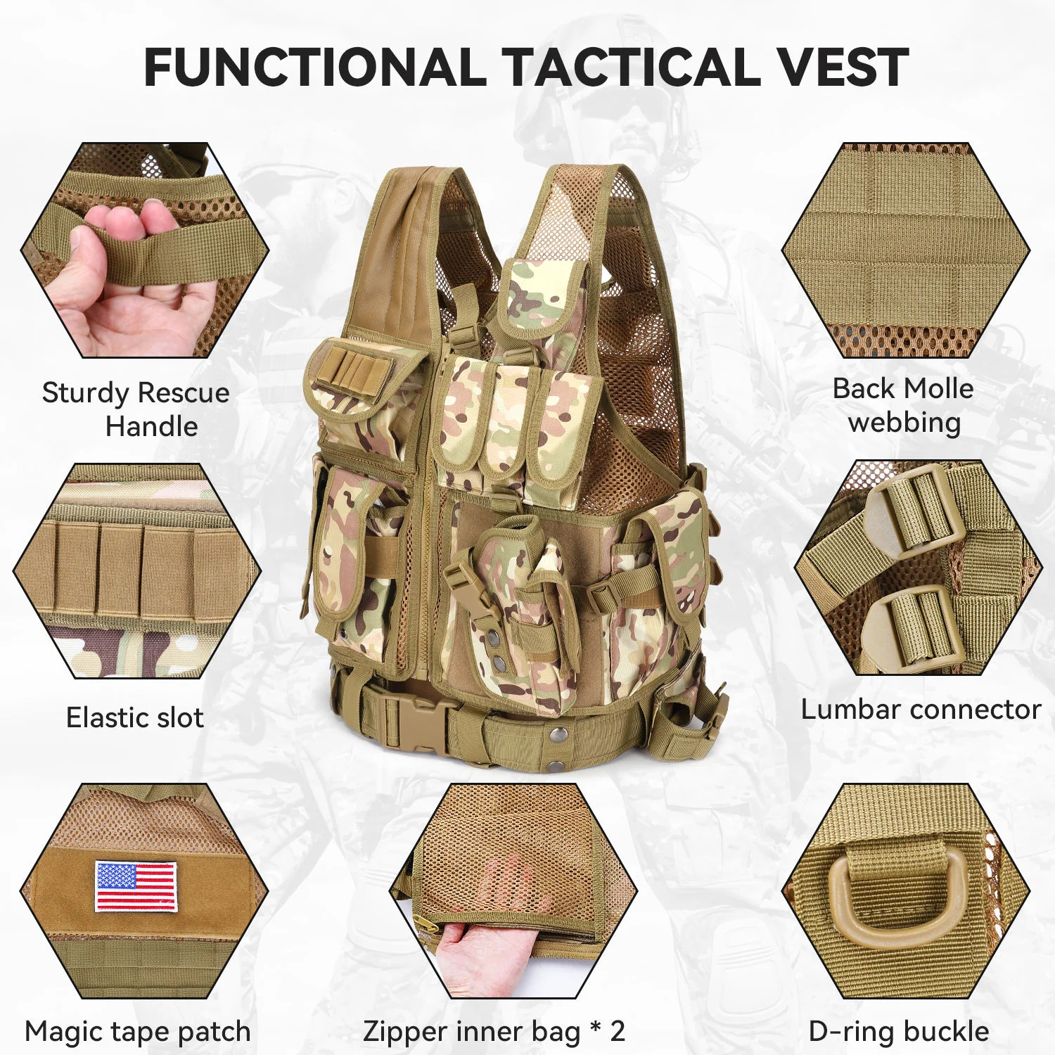Factory OEM Tactical Chest Bag Vest Adjustable Adults Tactical Vest