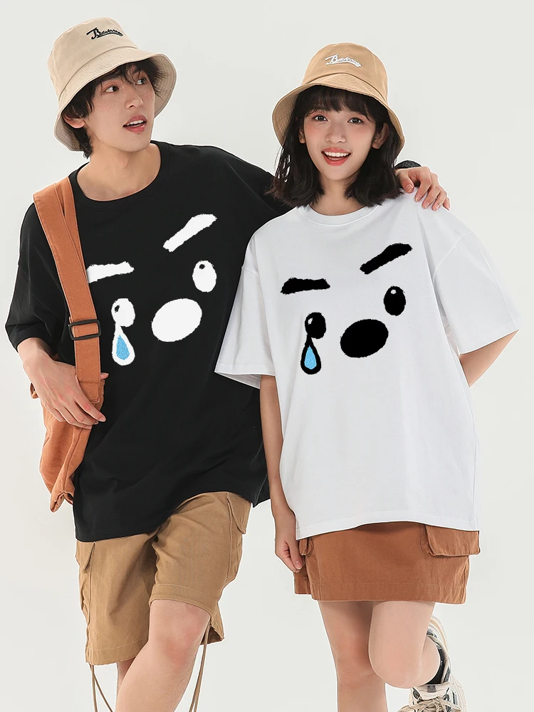 Sad Expression Couple's Summer Cotton Short-sleeved 2024 New High-quality Trend T-shirt Summer Loose Casual T-shirt