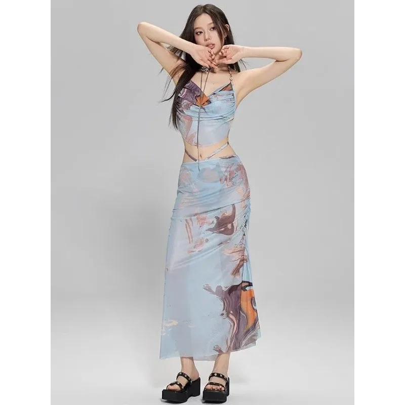 

Купальник для женщин: комплект из двух частей с топом-халтером, сетчатой юбкой и эффектом пуш-ап на косточках