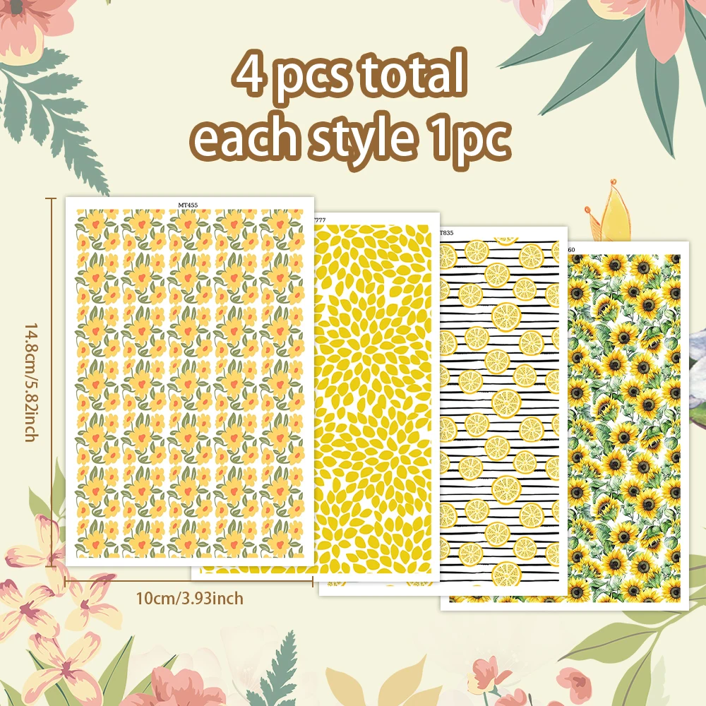 

4 шт./компл., цветной узор, весенний цветок, окрашенный узор, полимерная глина, акварельная переводная бумага, керамика, серьги, ювелирные изделия, наклейка