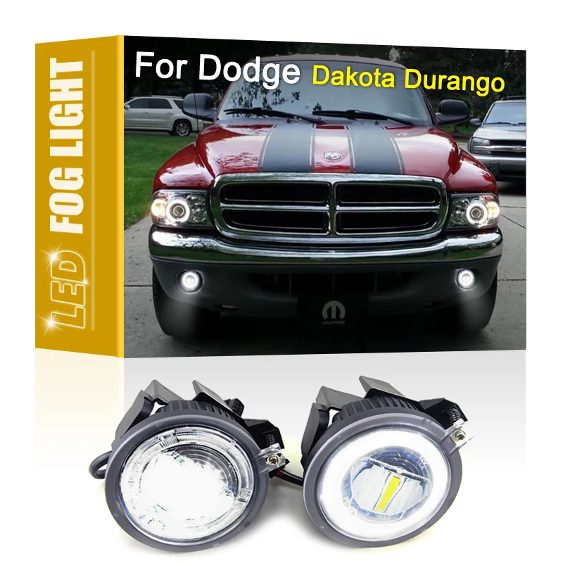 

2Pcs Aluminum Shell Front White LED Fog Lamp Assembly DRL Daytime Running Light For Dodge Dakota 2001-2004 Durango 2001-2003