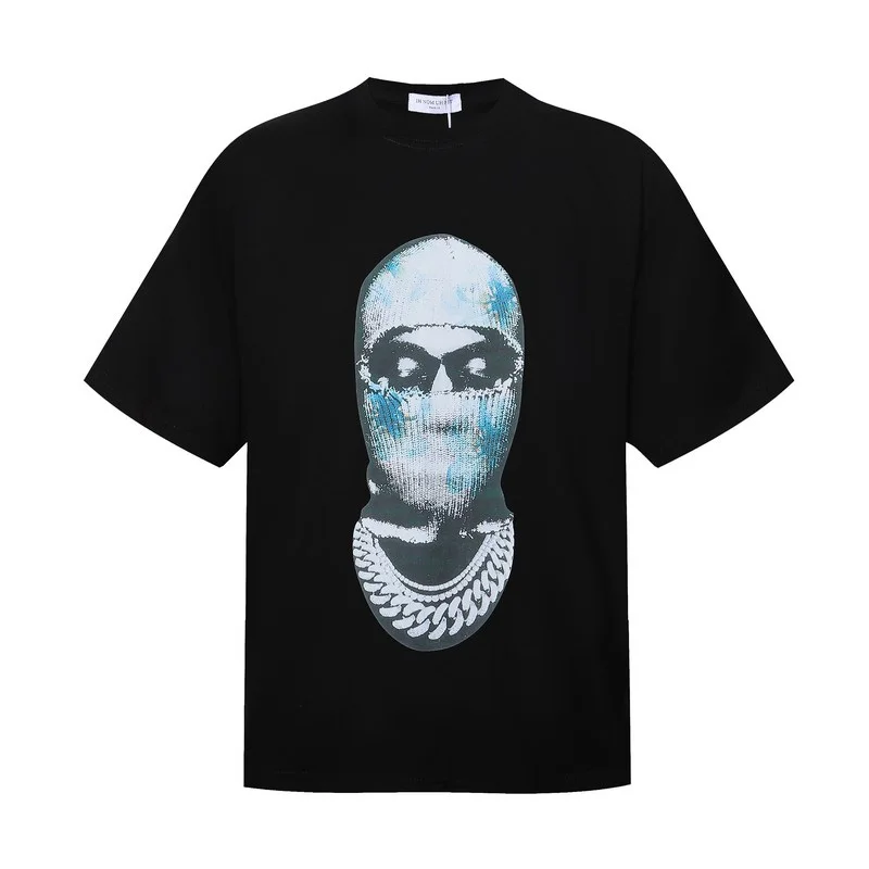 Black White Chaopai IH NOM UH NIT T-shirt Men Woman 1:1 High Quality Loose Casual Masked Men Print Tops Tee