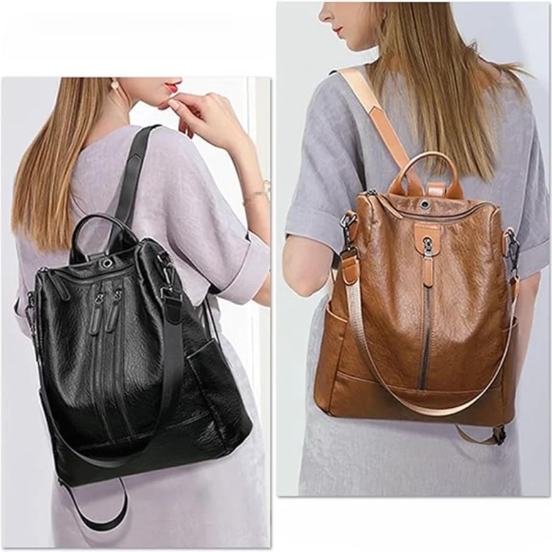 New Backpack Fashion Genuine Leather Ladies Backpack Casual Soft Leather Travel Backpack Large Capacity Storage Bag